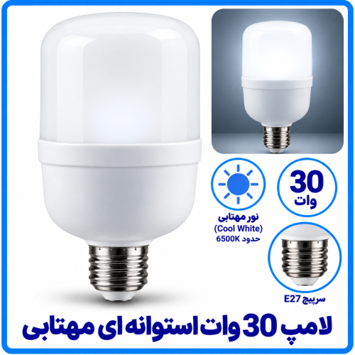 لامپ 30 وات استوانه ای مهتابی -دانا