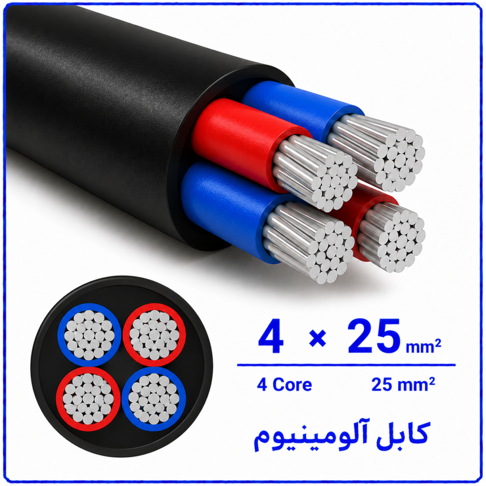 کابل آلومینیوم سایز 4 در 25 -نیرو کابل البرز کابل آلومینیوم سایز 4 در 25 -نیرو کابل البرز