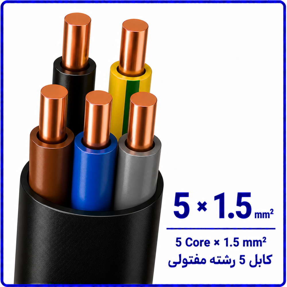 کابل مفتولی سایز 5 در 1.5 -نیرو کابل البرز