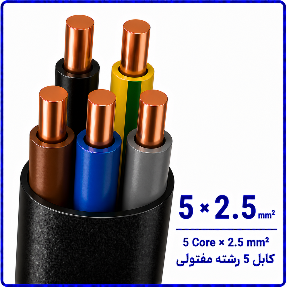 کابل مفتولی سایز 5 در 2.5 -نیرو کابل البرز