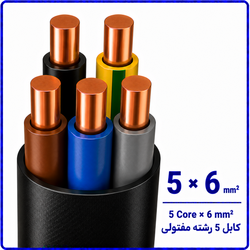 کابل مفتولی سایز 5 در 6 -نیرو کابل البرز